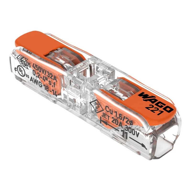 WAGO 60 bornes de connexion rapide à levier - 2 entrées pour fils souples et rigides - 221-2411