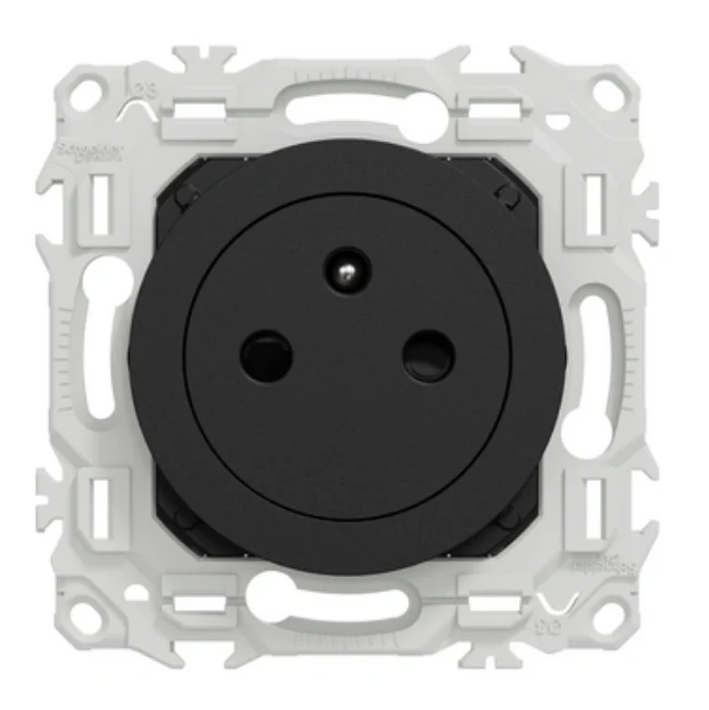 Prise 2P+T affleurante Odace noir onyx - Schneider Electric S940052
