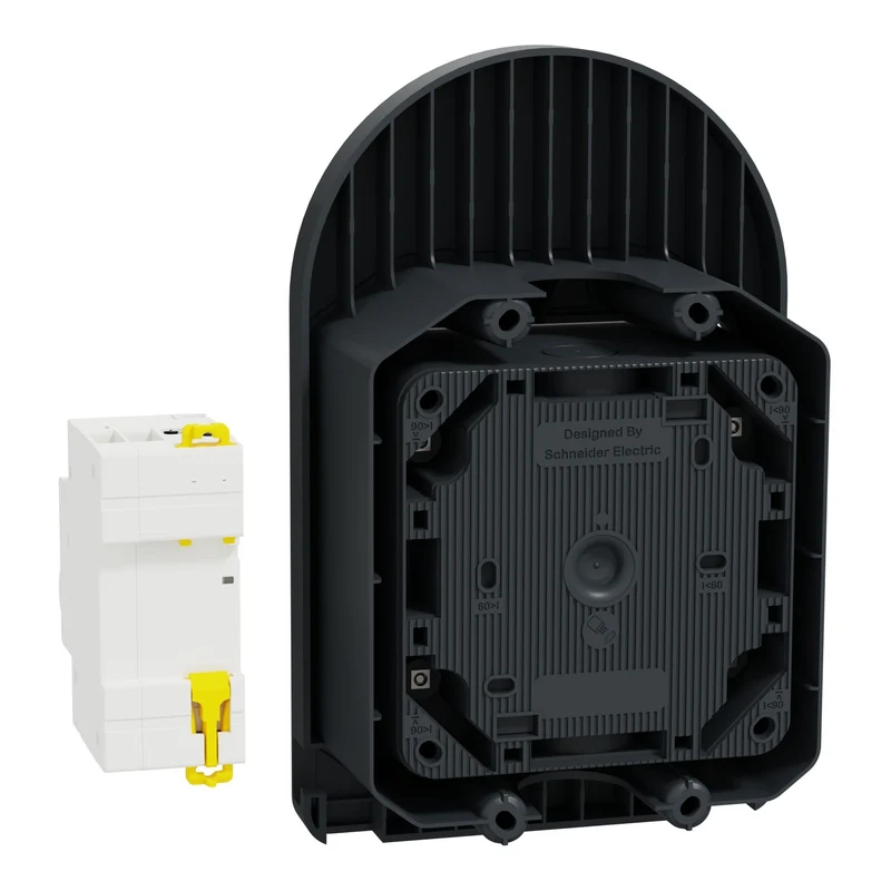 Kit Mureva EVlink - prise courant 2P+T renforcée pour véhicule électrique avec disjoncteur - IP66 gris - Schneider MUR36016