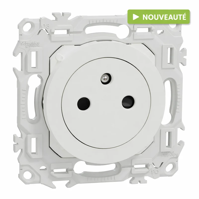 SCHNEIDER Odace - prise de courant 2P+T affleurante blanc craie - S920052