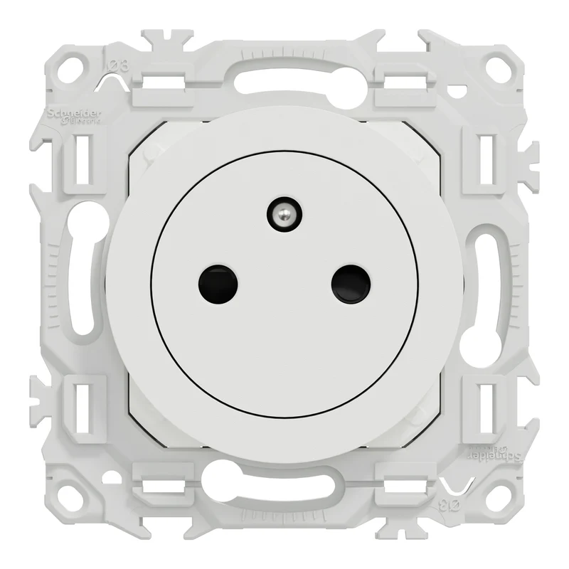 SCHNEIDER Odace - prise de courant 2P+T affleurante blanc craie - S920052