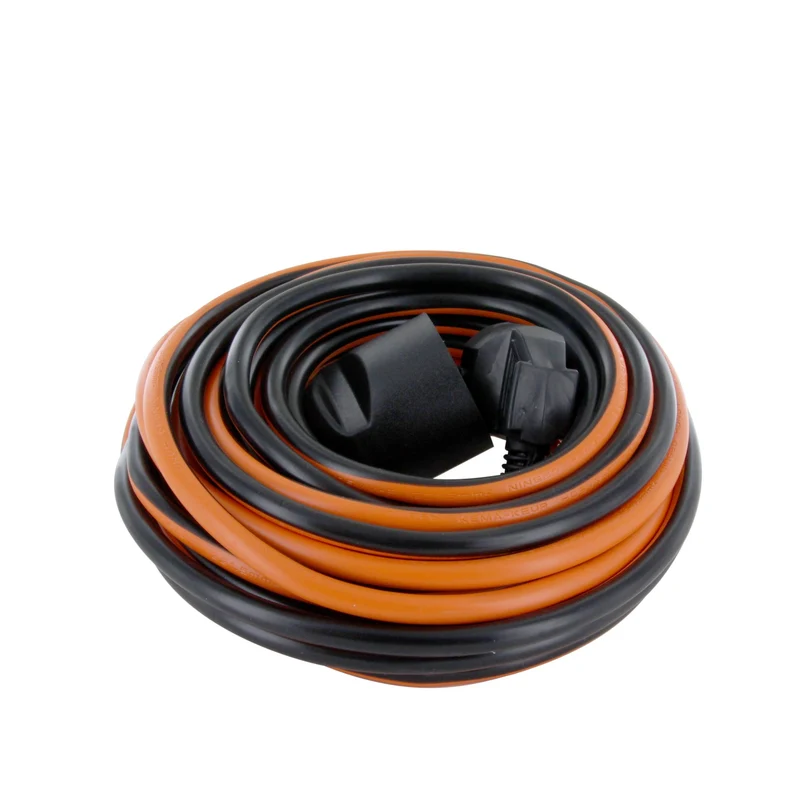 Extension cable - black / orange - 10m schuko