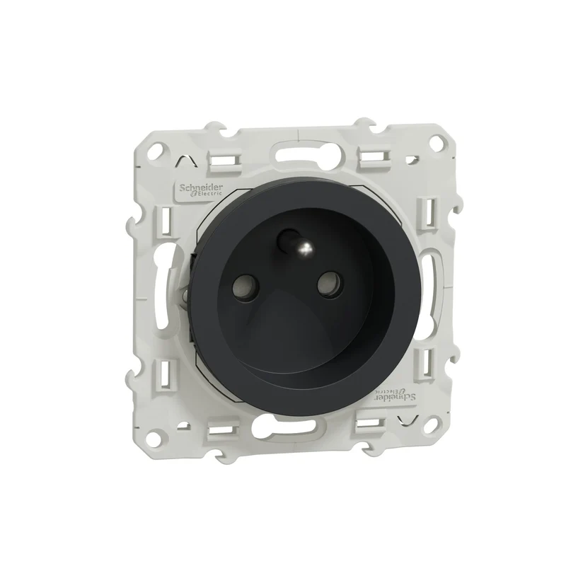 Schneider Odace - Prise de courant 2P+T anthracite - S540059