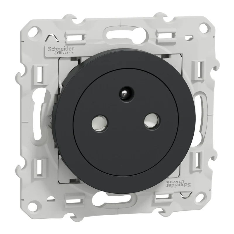 Schneider Odace - Prise de courant 2P+T affleurante anthracite - S540052