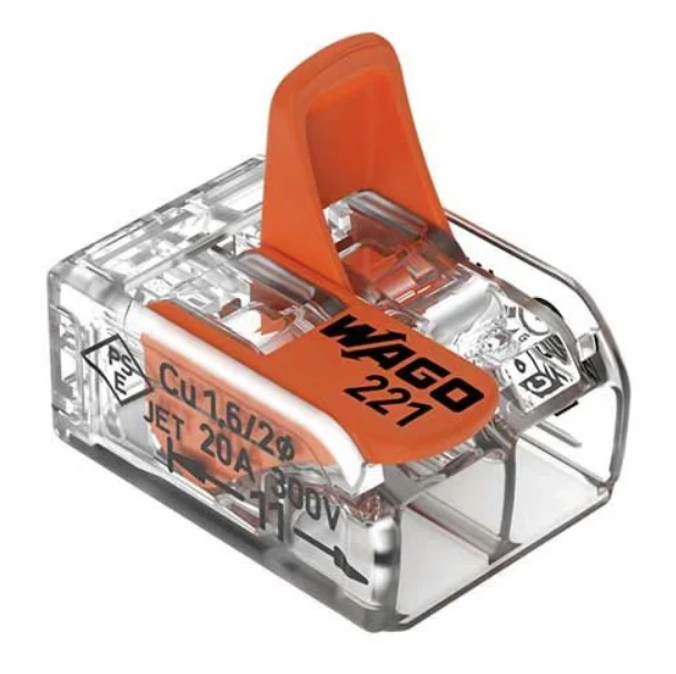 WAGO 100 bornes de connexion rapide à levier - 2 entrées pour fils souples et rigides - 221-412