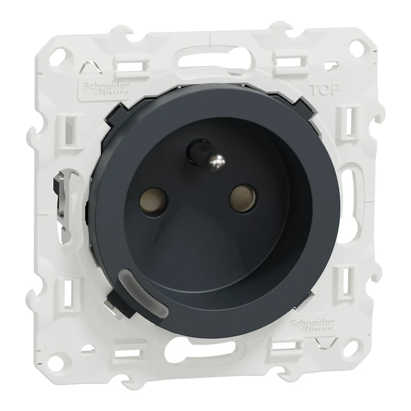 Wiser Odace - prise 2P+T connectée 16a - zigbee anthracite - Schneider S540559