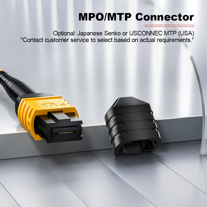 AMPCOM MPO-12 Trunk Cable, MPO-12 APC (Female) to MPO-12 APC (Female), 12 Fibers, OS2 9/125μm, LSZH/Riser, 0.35dB Max, Yellow