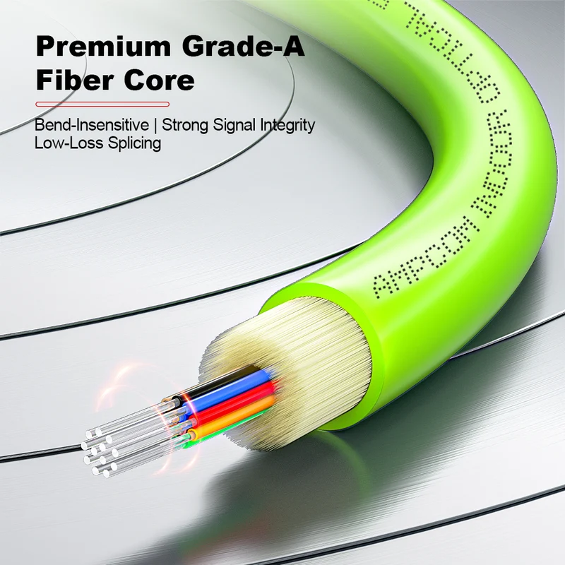 AMPCOM MPO-24 Jumper, Multimode OM5 50/125µm 24 Fibers Optic Cable, MPO APC (Female) to MPO APC (Female), Green LSZH Jacket