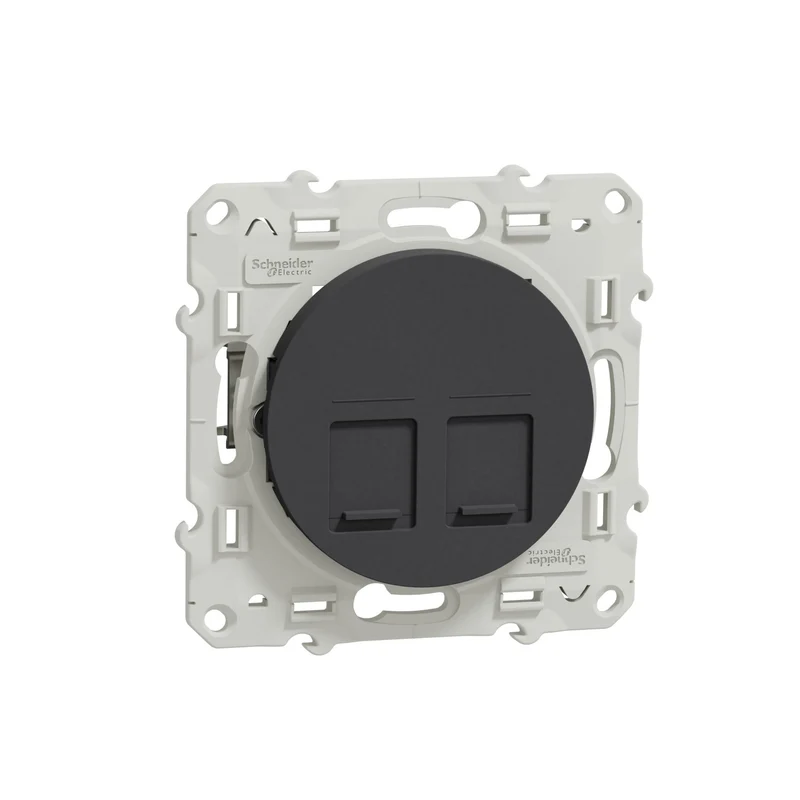 Schneider Odace - prise double RJ45 anthracite - grade 3 catégorie 6 stp - S540486