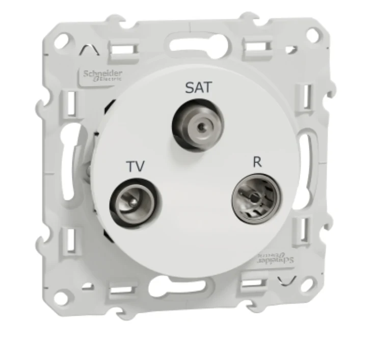Prise Odace TV/FM/SAT Blanc, 1 entrée, à vis Schneider Electric S520461