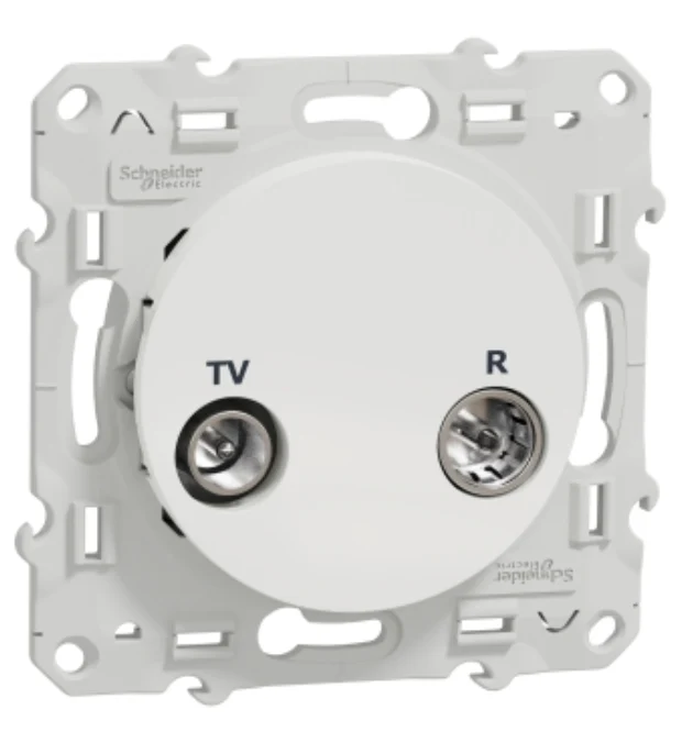 Prise TV/FM Odace Blanc, pour système en série, passage, à vis Schneider Electric S520453