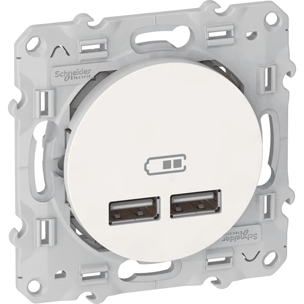 Schneider Odace double chargeur USB 2.1 A blanc - S520407