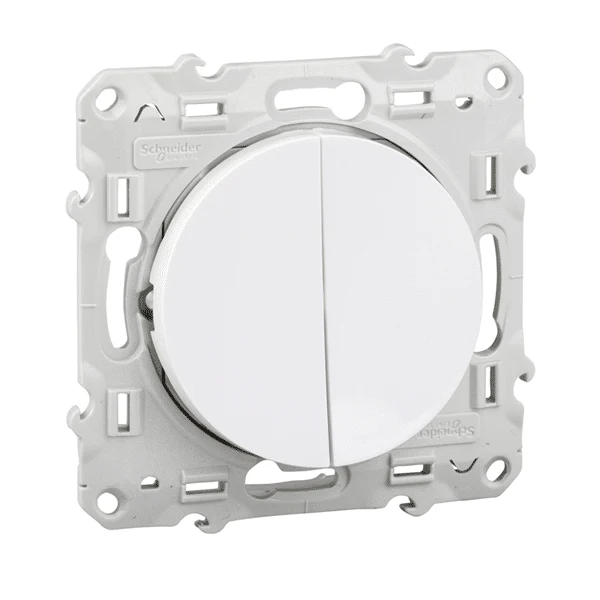 Interrupteur Odace double va-et-vient blanc - connexion rapide - Schneider S520214