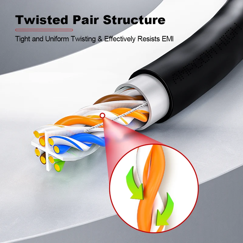 AMCPOM Cat6 Outdoor Water-Resistant Bulk Network Cable, 0.58±0.01mm Pure Copper Stranded Wire, 250MHz, Unshielded (UTP), Black Water-Resistant PVC Jacket, 1000ft (305m) / Reel