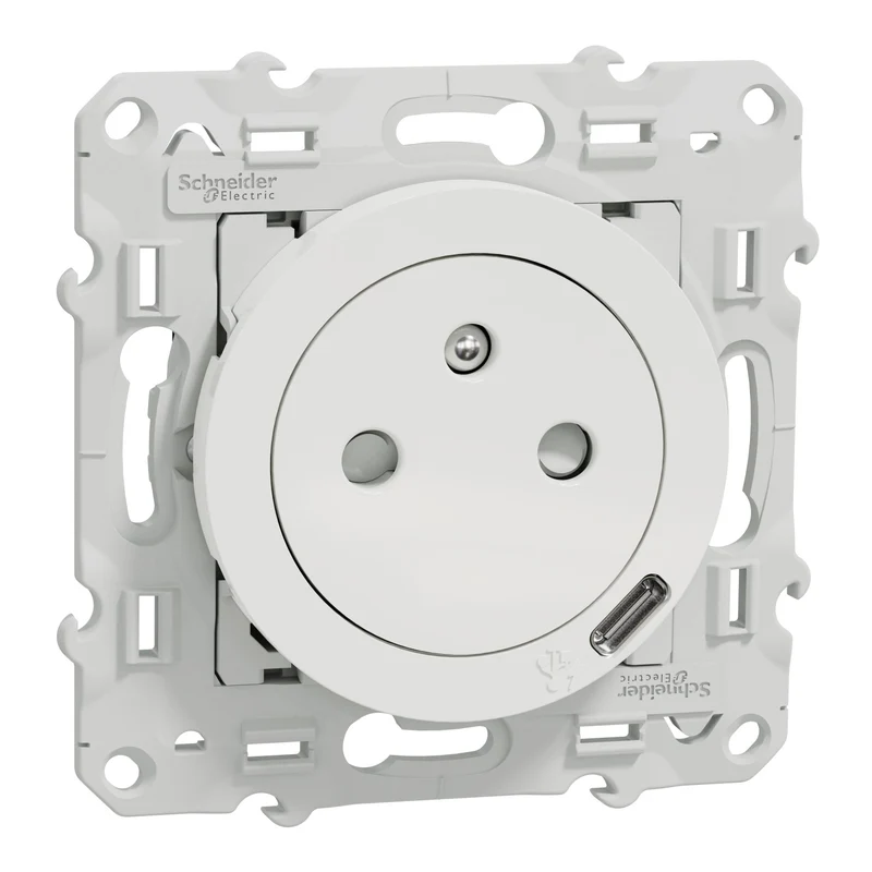 Schneider Odace - prise de courant affleurante + usb C 10.5W blanc - S520089
