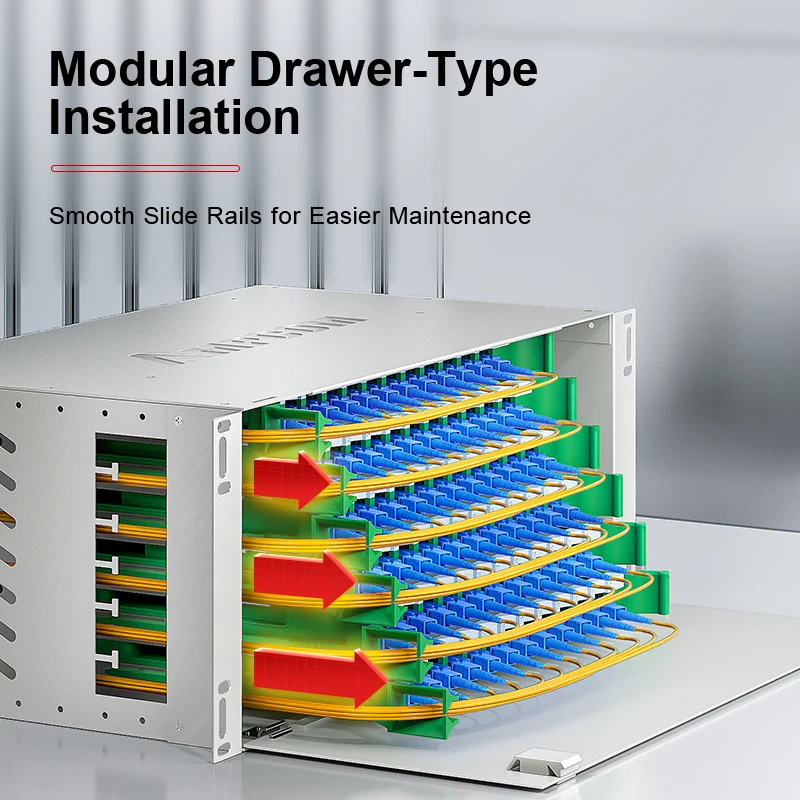 AMPCOM 144-Port Optical Distribution Frame (ODF), OM2 Singlemode Fiber Patch Panel with SC Couplers & Pigtails