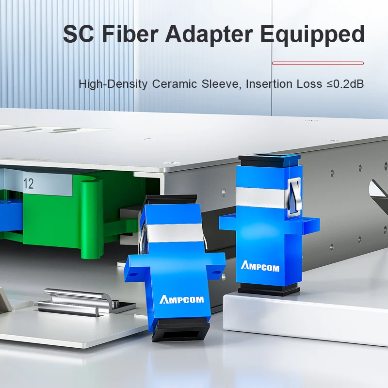 AMPCOM 144-Port Optical Distribution Frame (ODF), OM2 Singlemode Fiber Patch Panel with SC Couplers & Pigtails