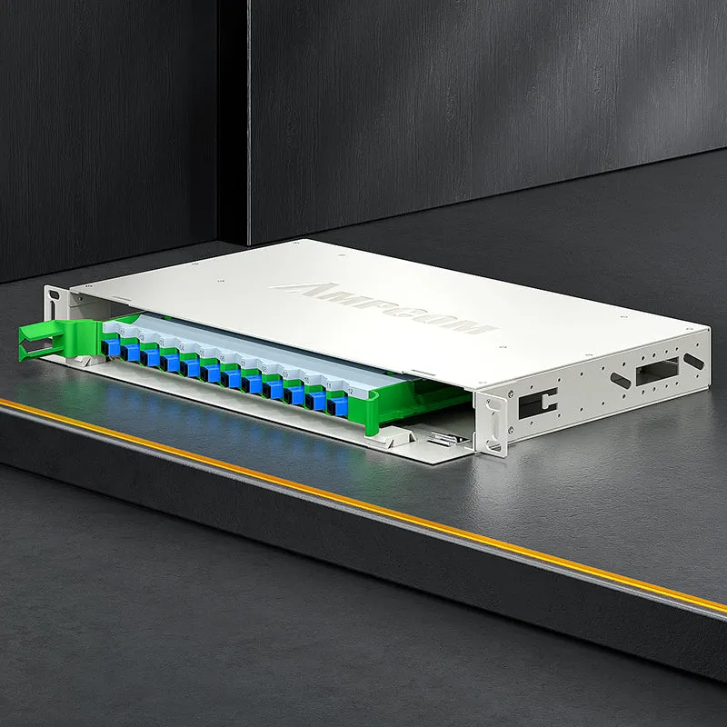 AMPCOM 144-Port Optical Distribution Frame (ODF), OM2 Singlemode Fiber Patch Panel with SC Couplers & Pigtails