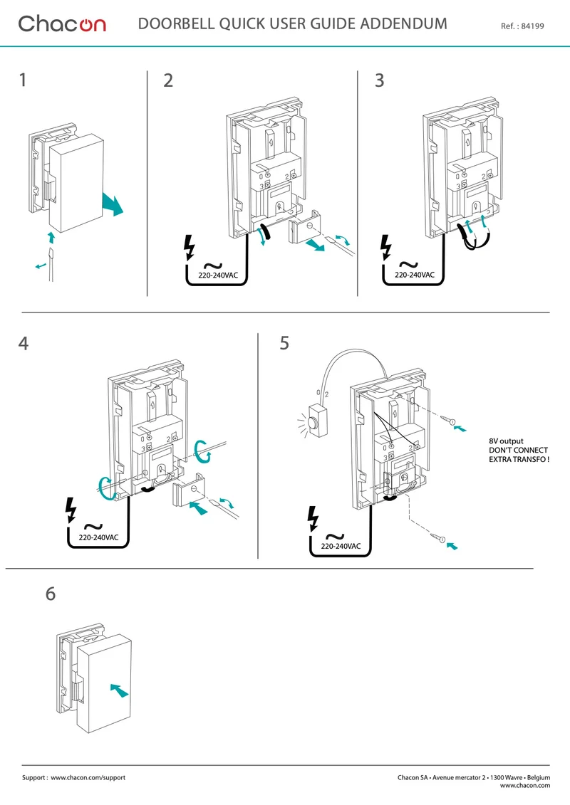 Wired doorbell with pushbutton - White
