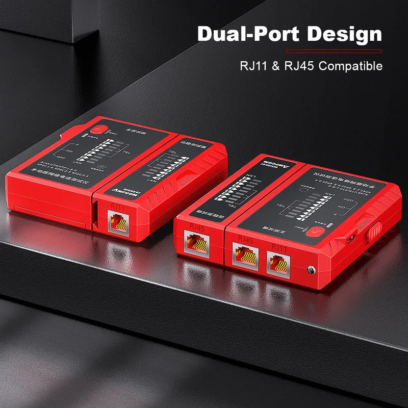 AMPCOM Network Cable Tester for RJ45 Ethernet & RJ11 Telephone Line Testing