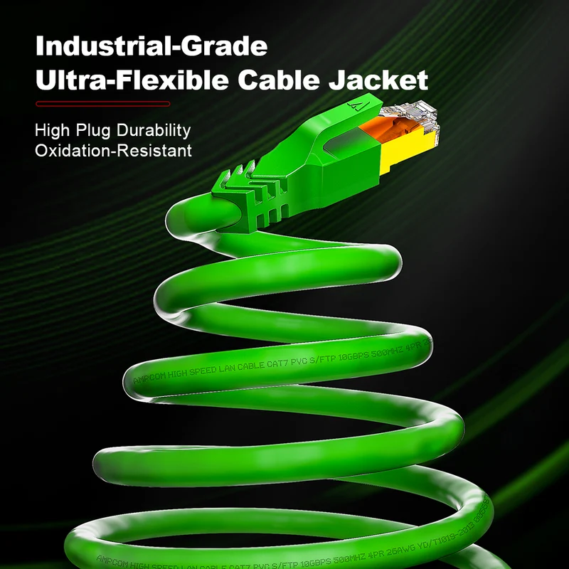 AMPCOM Ultra-Flexible Cat7 26AWG S/FTP Network Patch Cable, Ultra-Flexible PVC Jacket