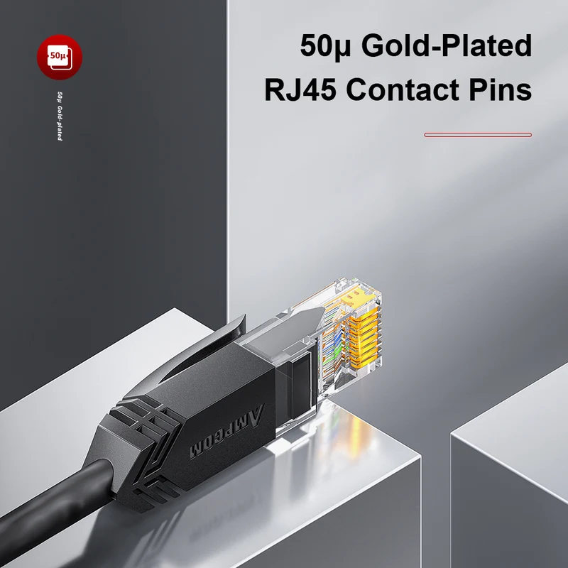 AMPCOM CAT6a 24AWG UTP LSZH Network Patch Cable for Data Center Cabling or Surveillance System Wiring