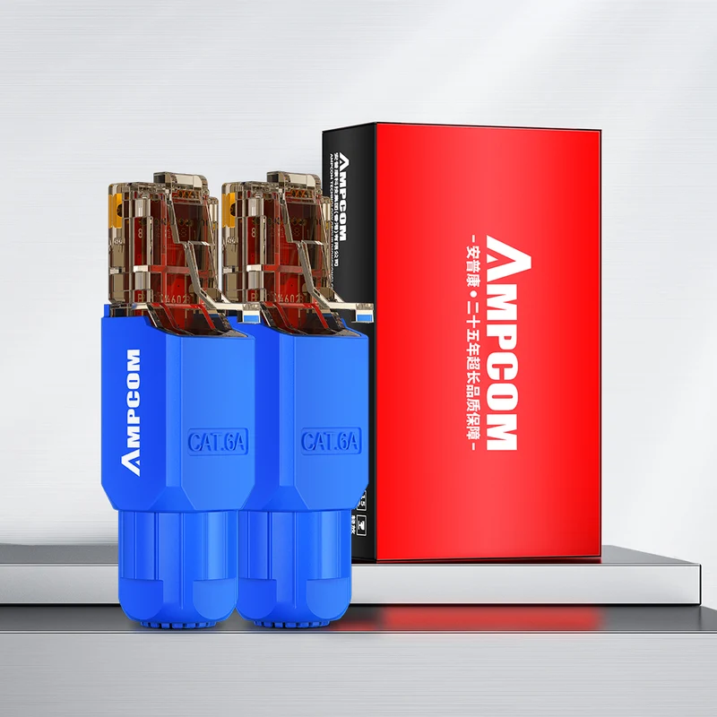 AMPCOM Cat6a Unshielded Tool-Free RJ45 Connector for 23-26 AWG Unshielded Ethernet Cable