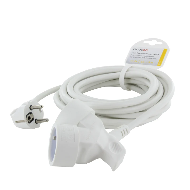 Extension cord HO5VVF 3G1,5 - 5m dual head white
