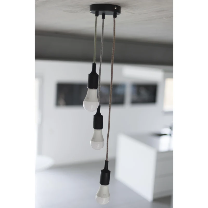 Fabric cable - 3 m - Grey and natural linen
