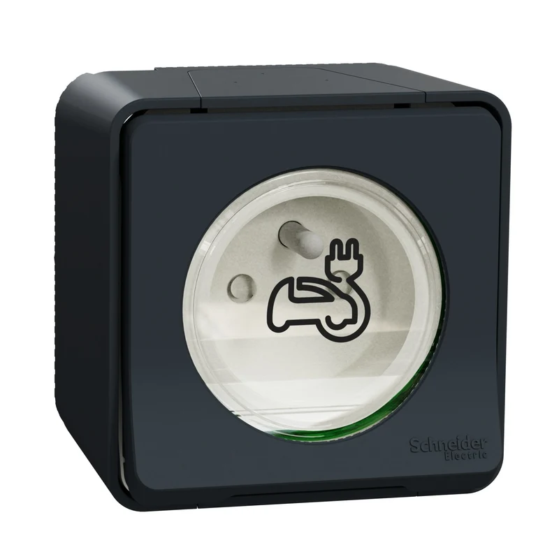 Prise de courant véhicule électrique - 2P+T renforcée IP55 saillie connexion auto - Schneider MUR36010