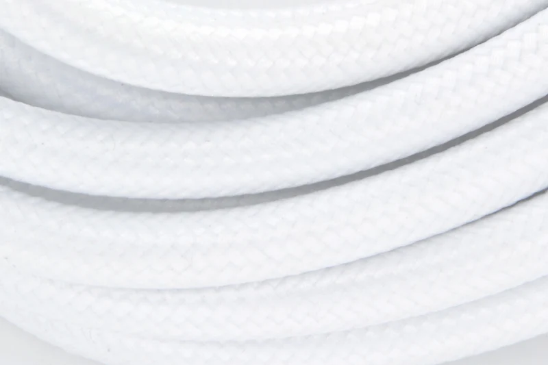 White fabric cable + switch, 2 m