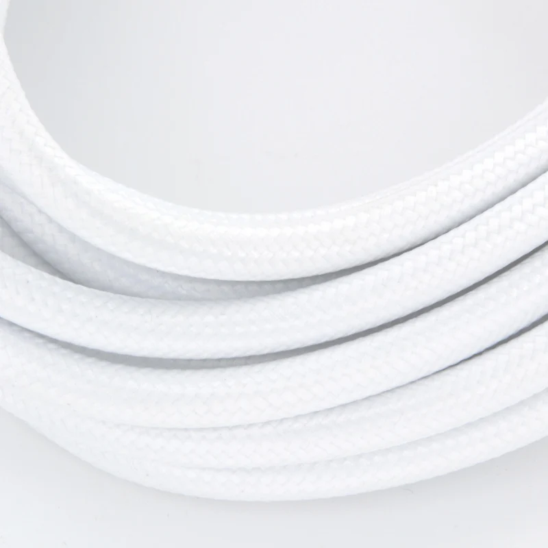 White fabric cable + switch, 2 m