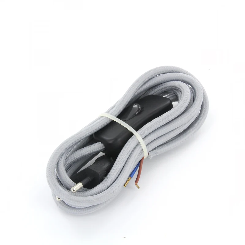 Fabric cords with switch 2 m - Grey