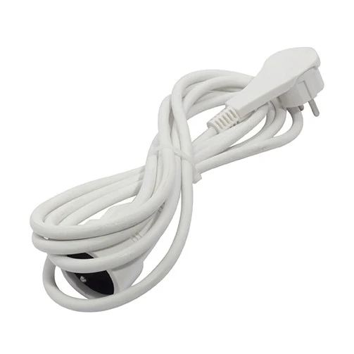 Flat plug extension 3 m - White