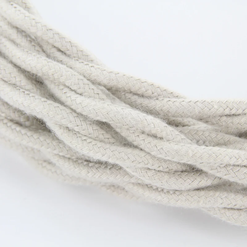 Twisted cotton fabric cable - 3 m - Dove grey