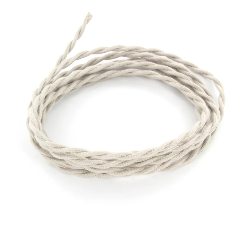 Twisted cotton fabric cable - 3 m - Dove grey