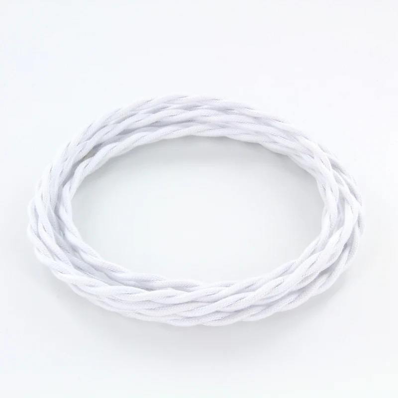 Twisted cotton fabric cable - 3 m - White