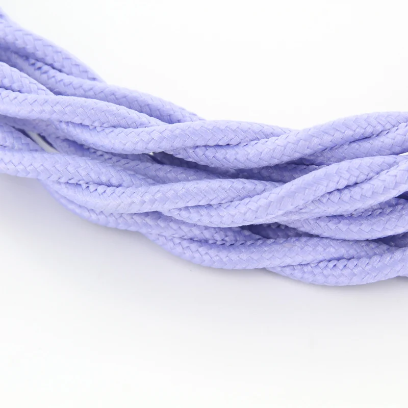 Twisted silk fabric cable - 3 m - Lilac