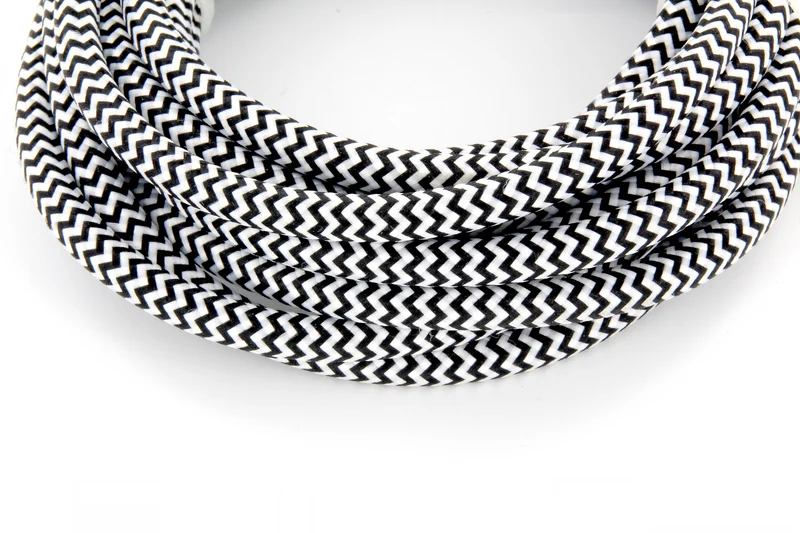 Textile two-tone cable 3 m - Black/White