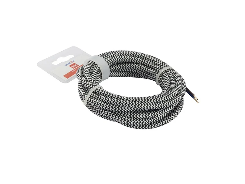 Textile two-tone cable 3 m - Black/White