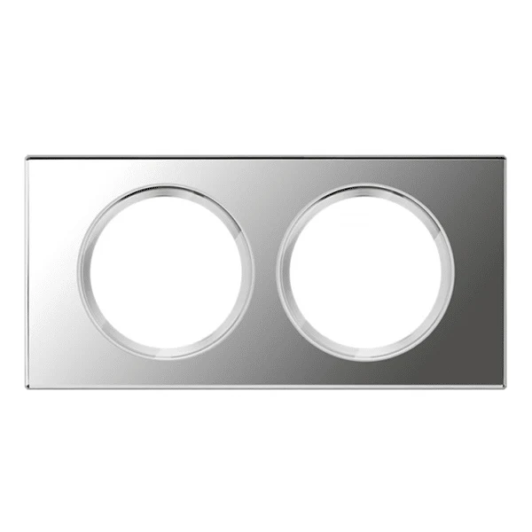 Céliane plaque Matière 2 postes entraxe 71mm Verre Miroir - Legrand 069122