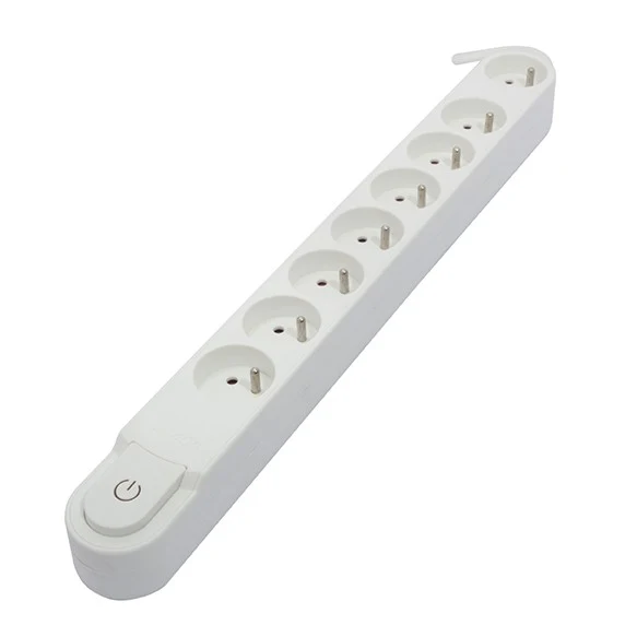Stylish power strip 8 x 16 A with switch - 5 m - white