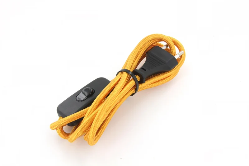 Twisted fabric cord with switch 2 m - Gold