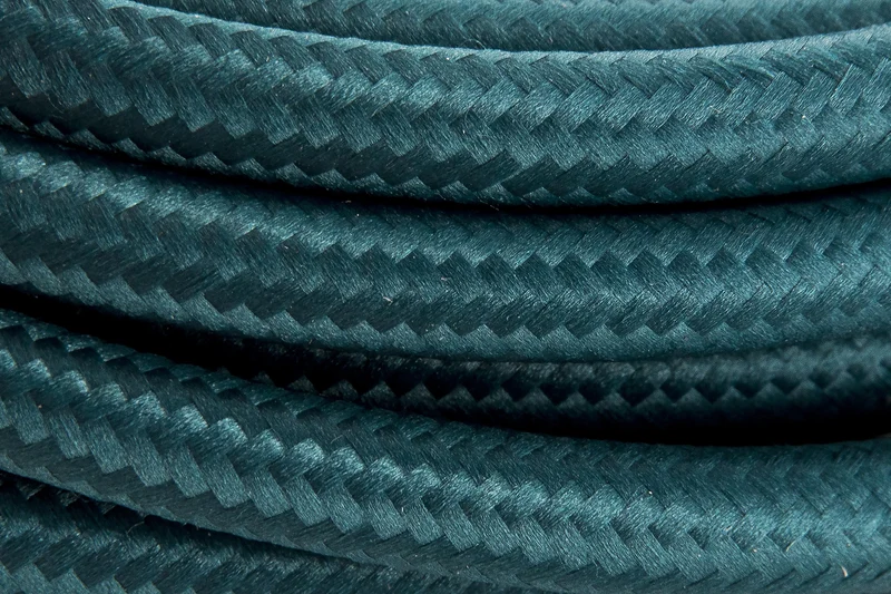 Fabric cable with switch, 2 m - Peacock blue