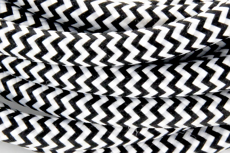 Two-tone fabric cable with switch, 2 m - Black/White