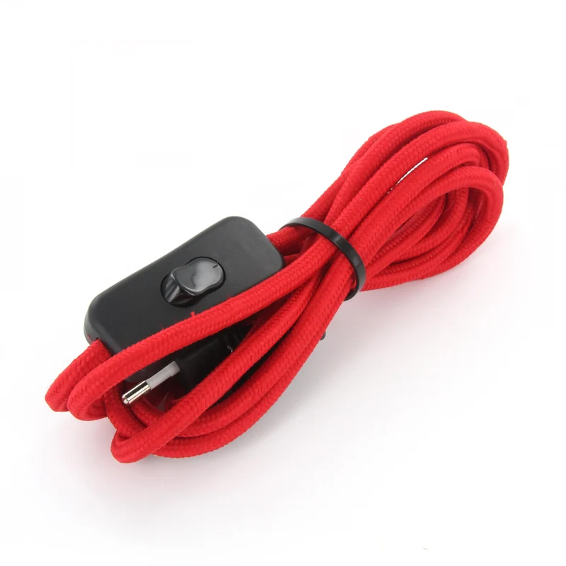 Fabric cable + switch, 2 m - Red
