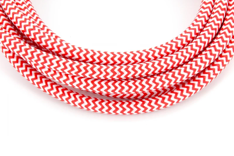 Two-tone fabric cable with switch, 2 m - Red/White