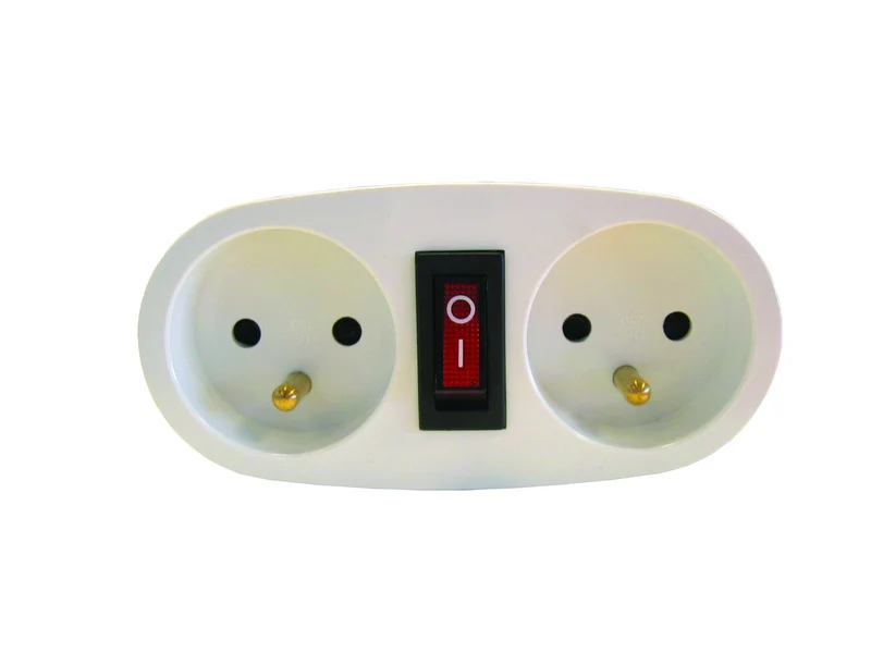 Set of 3 White terminal block with switch- 2 x 16 A