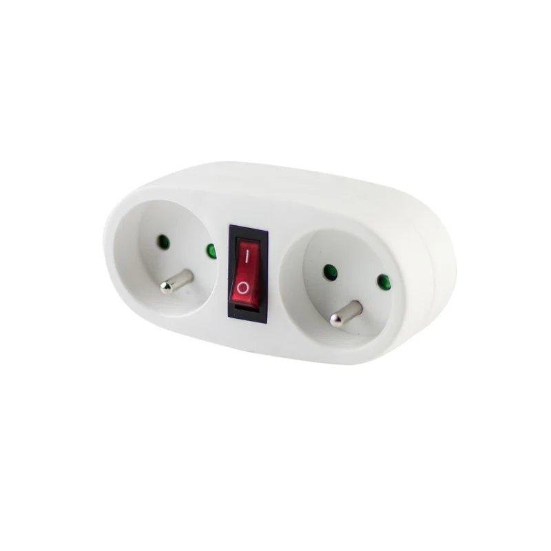 Set of 3 White terminal block with switch- 2 x 16 A
