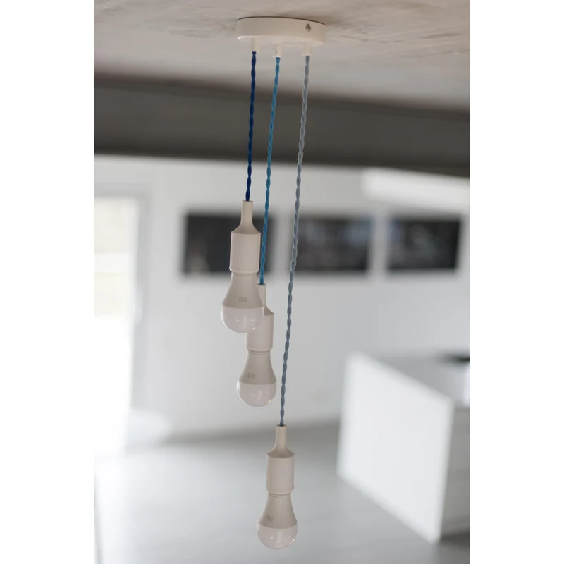 Twisted silk fabric cable - 3 m - Blue
